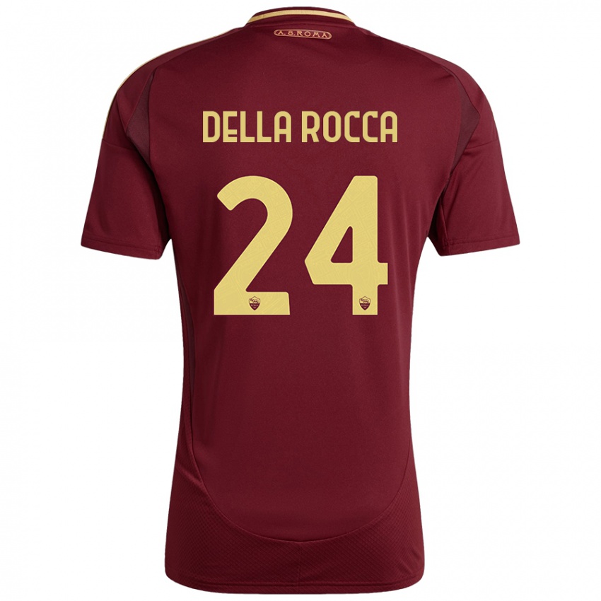 Criança Camisola Mattia Della Rocca #24 Ouro Castanho Vermelho Principal 2024/25 Camisa Brasil