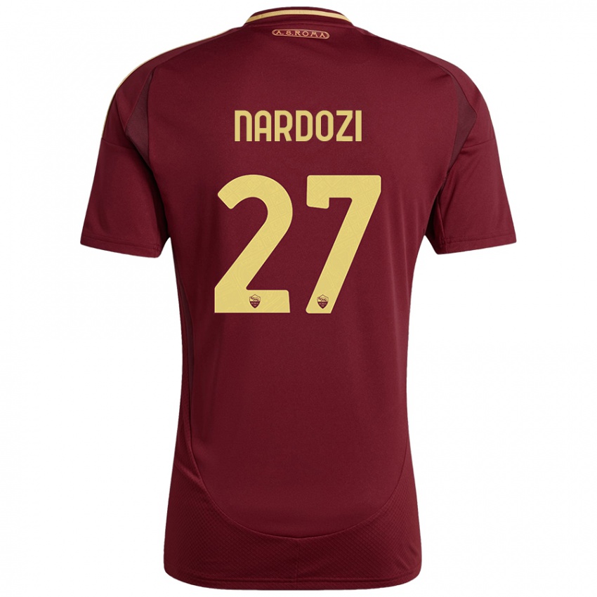 Criança Camisola Manuel Nardozi #27 Ouro Castanho Vermelho Principal 2024/25 Camisa Brasil