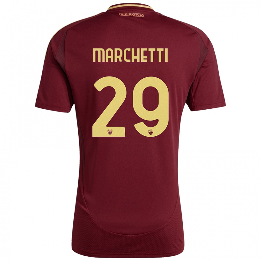 Criança Camisola Tommaso Marchetti #29 Ouro Castanho Vermelho Principal 2024/25 Camisa Brasil