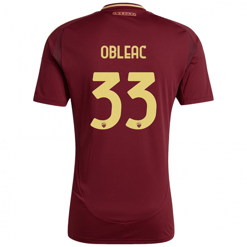 Criança Camisola Matteo Obleac #33 Ouro Castanho Vermelho Principal 2024/25 Camisa Brasil