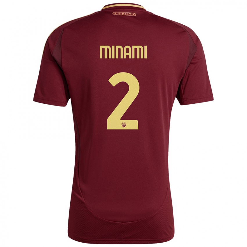 Criança Camisola Moeka Minami #2 Ouro Castanho Vermelho Principal 2024/25 Camisa Brasil