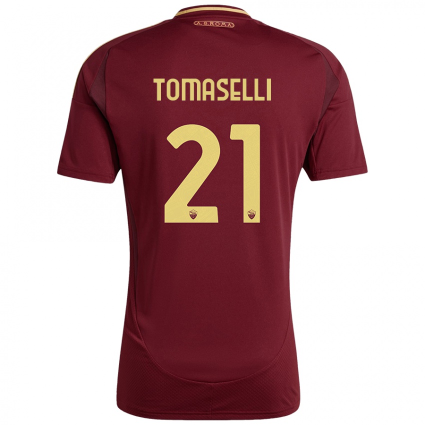 Criança Camisola Martina Tomaselli #21 Ouro Castanho Vermelho Principal 2024/25 Camisa Brasil