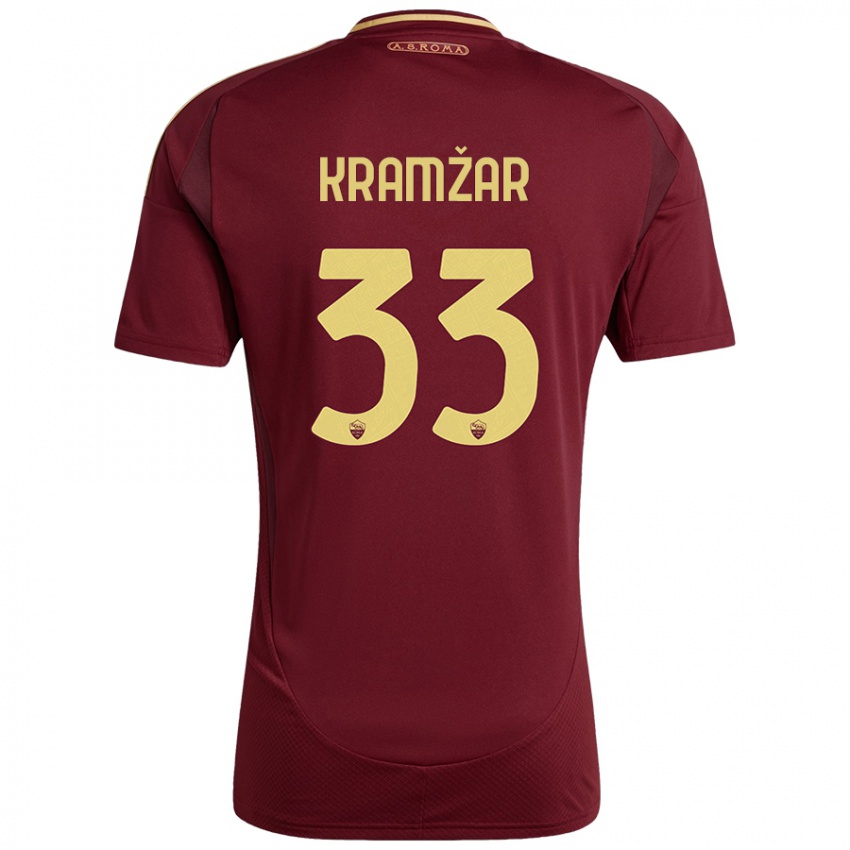 Criança Camisola Zara Kramžar #33 Ouro Castanho Vermelho Principal 2024/25 Camisa Brasil