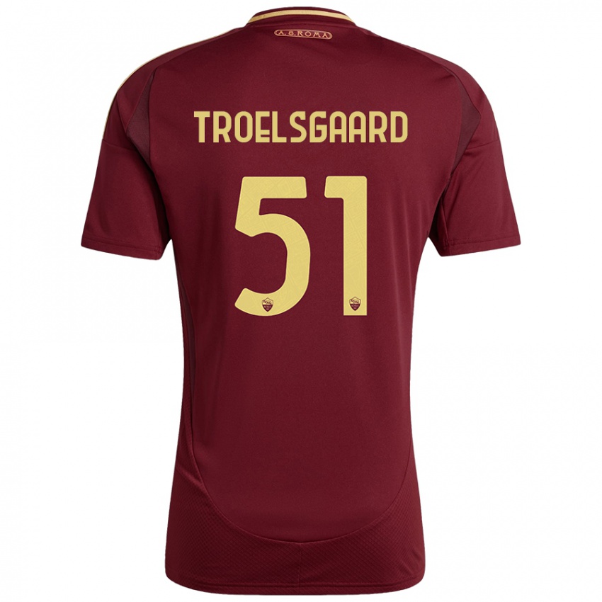 Criança Camisola Sanne Troelsgaard #51 Ouro Castanho Vermelho Principal 2024/25 Camisa Brasil