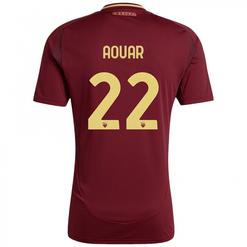 Criança Camisola Houssem Aouar #22 Ouro Castanho Vermelho Principal 2024/25 Camisa Brasil