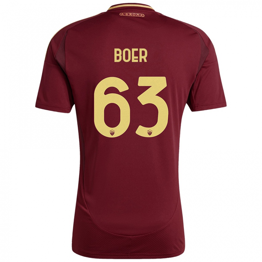 Criança Camisola Pietro Boer #63 Ouro Castanho Vermelho Principal 2024/25 Camisa Brasil