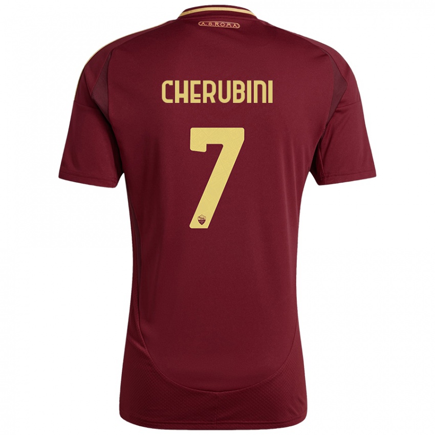 Criança Camisola Luigi Cherubini #7 Ouro Castanho Vermelho Principal 2024/25 Camisa Brasil