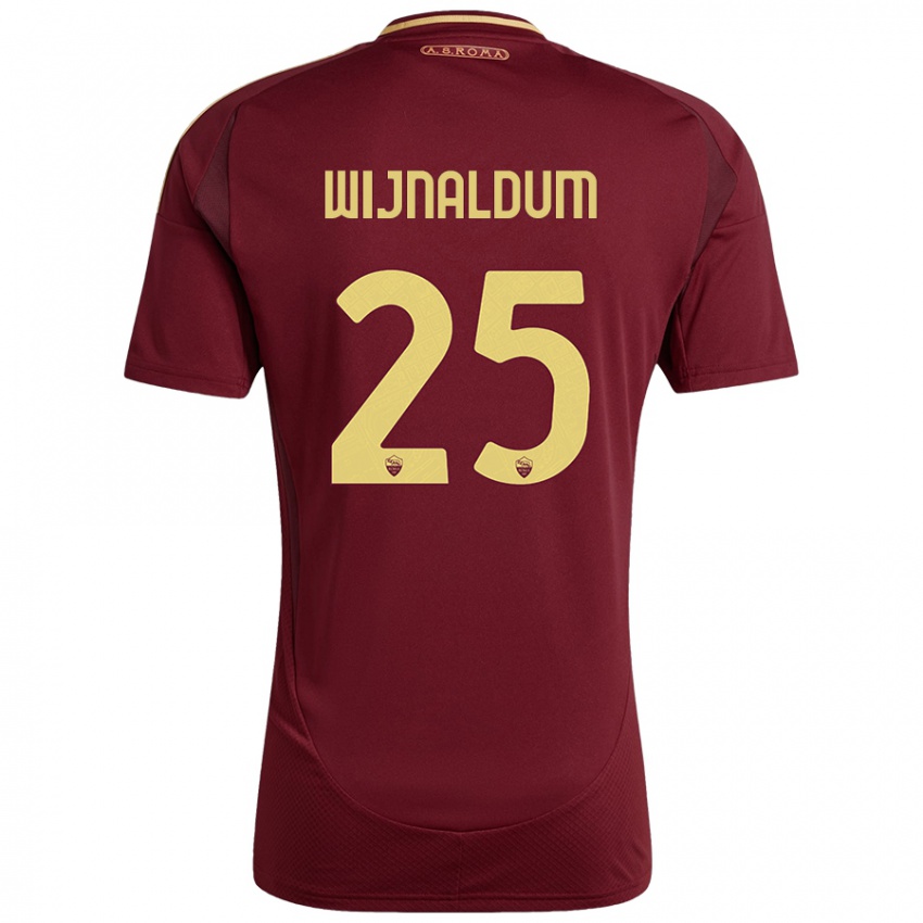 Criança Camisola Georginio Wijnaldum #25 Ouro Castanho Vermelho Principal 2024/25 Camisa Brasil