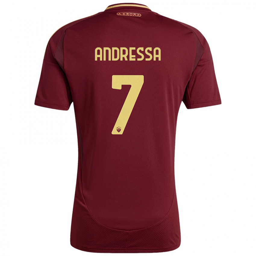 Criança Camisola Andressa #7 Ouro Castanho Vermelho Principal 2024/25 Camisa Brasil