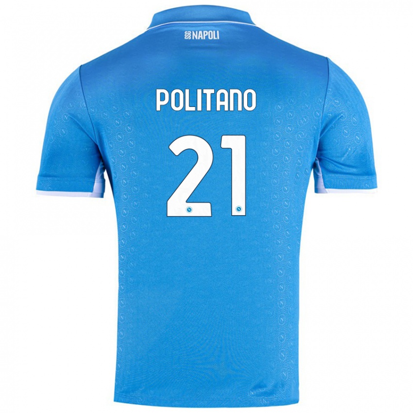 Criança Camisola Matteo Politano #21 Celeiro Azul Principal 2024/25 Camisa Brasil