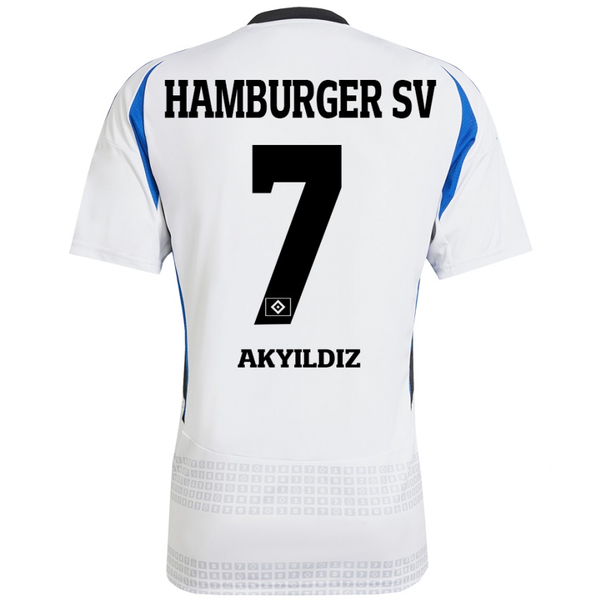 Criança Camisola Liam Akyildiz #7 Azul Branco Principal 2024/25 Camisa Brasil