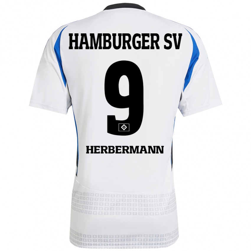 Criança Camisola Kevin Herbermann #9 Azul Branco Principal 2024/25 Camisa Brasil