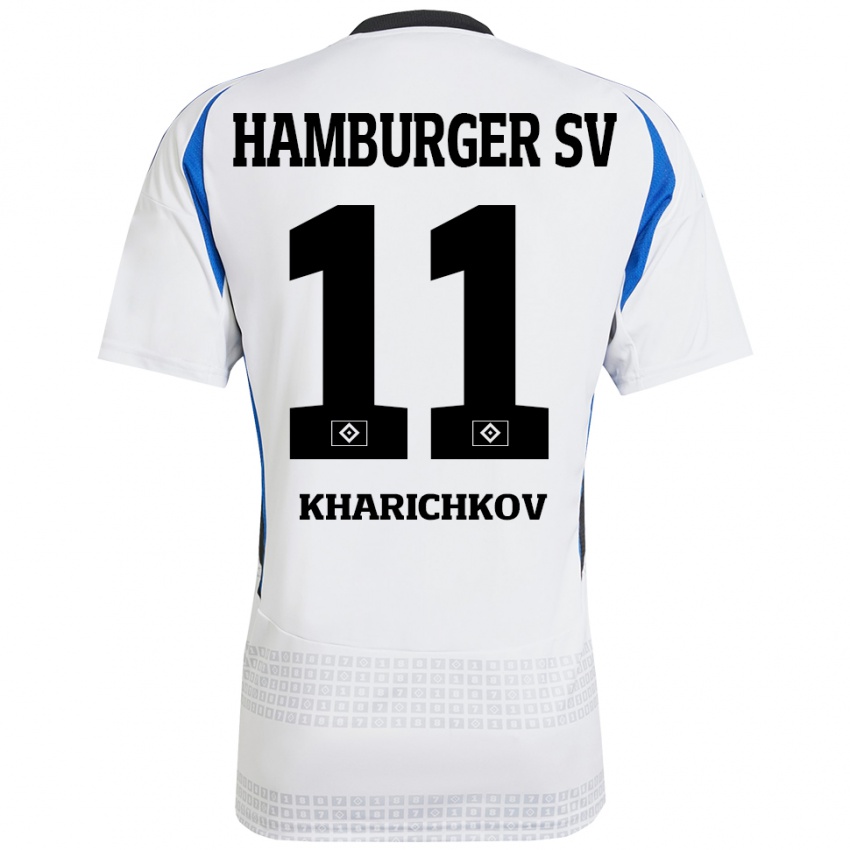 Criança Camisola Valentyn Kharichkov #11 Azul Branco Principal 2024/25 Camisa Brasil