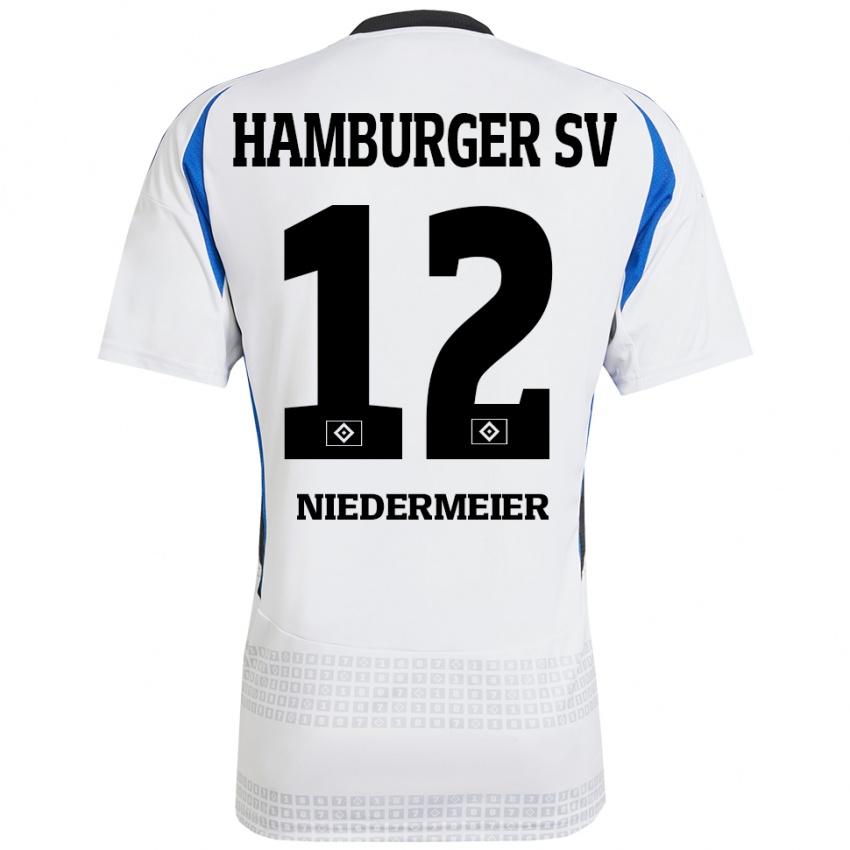 Criança Camisola Philipp Niedermeier #12 Azul Branco Principal 2024/25 Camisa Brasil