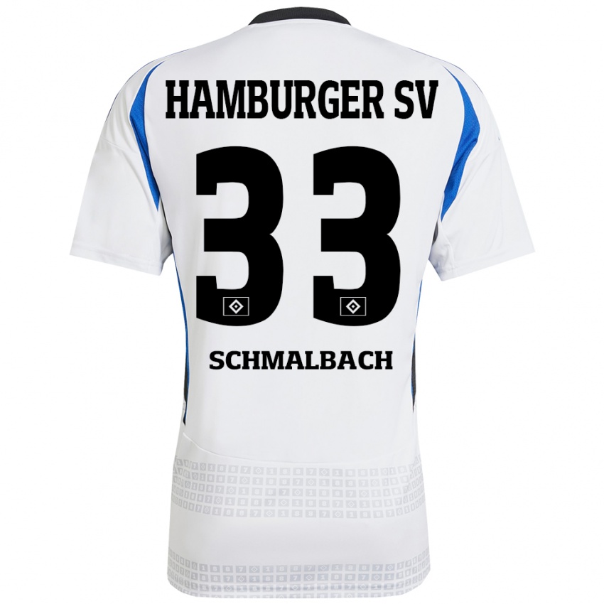 Criança Camisola Sebastian Schmalbach #33 Azul Branco Principal 2024/25 Camisa Brasil