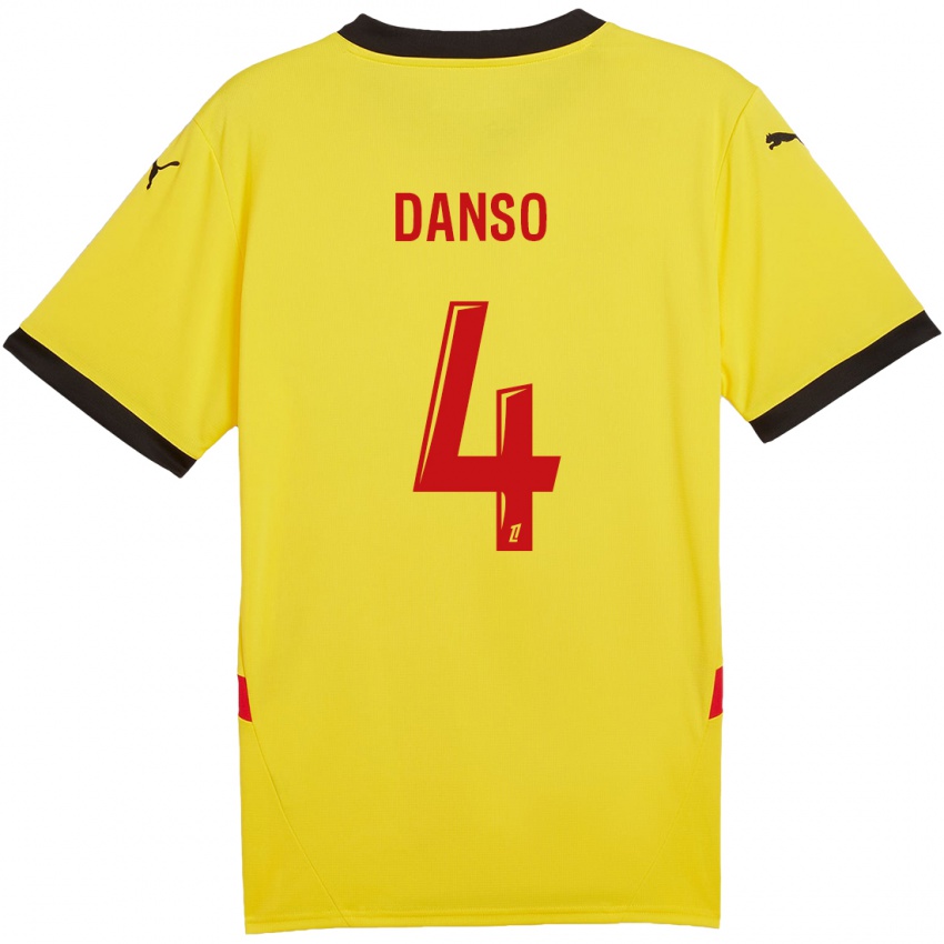 Criança Camisola Kevin Danso #4 Vermelho Amarelo Principal 2024/25 Camisa Brasil