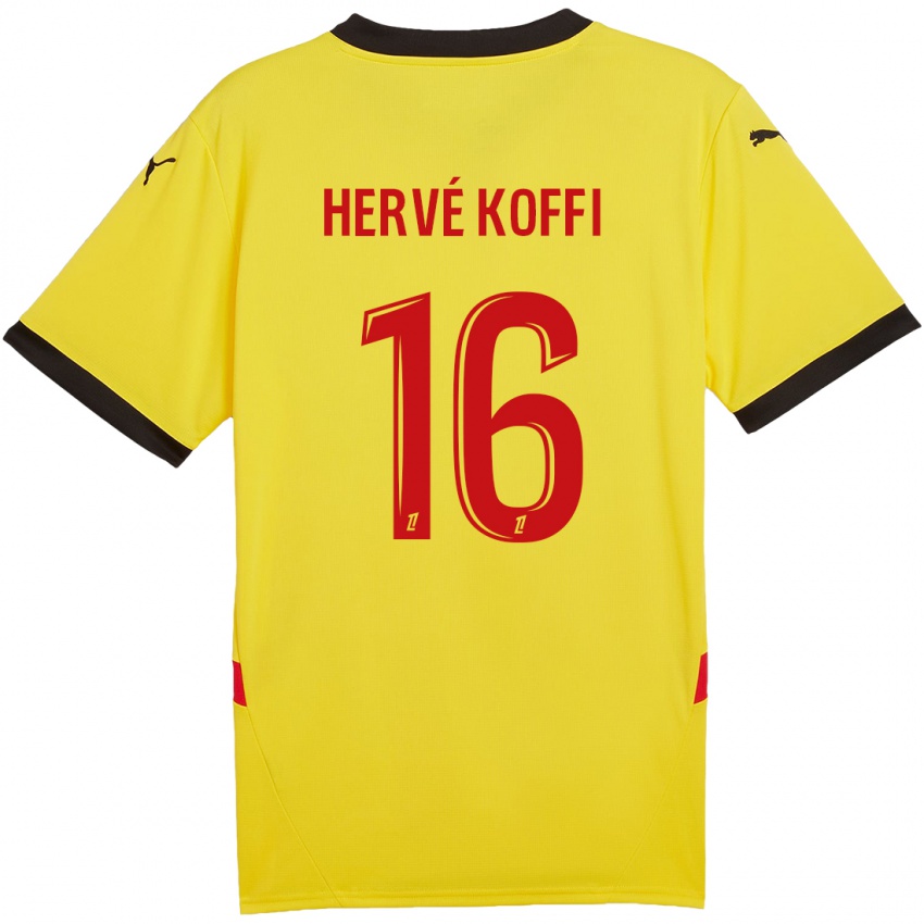 Criança Camisola Hervé Koffi #16 Vermelho Amarelo Principal 2024/25 Camisa Brasil