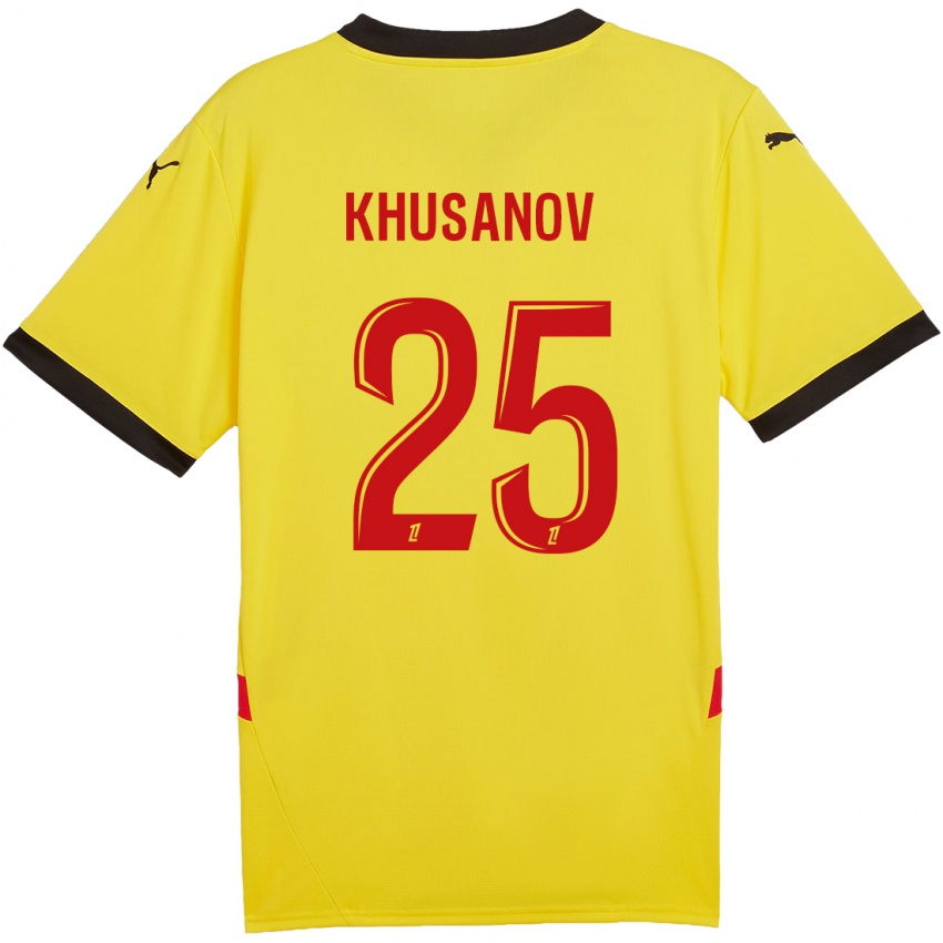 Criança Camisola Abdukodir Khusanov #25 Vermelho Amarelo Principal 2024/25 Camisa Brasil