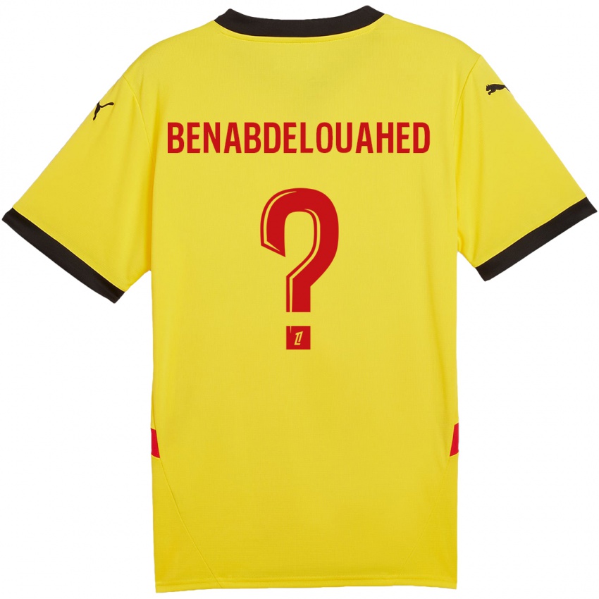 Criança Camisola Kaïs Benabdelouahed #0 Vermelho Amarelo Principal 2024/25 Camisa Brasil