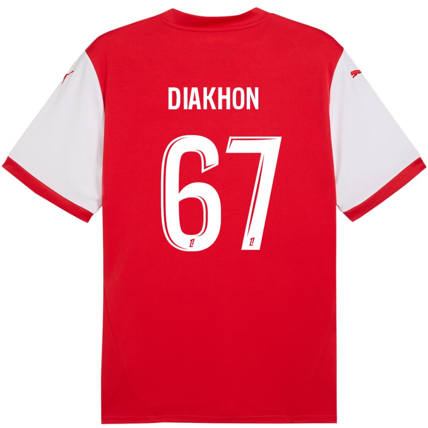 Criança Camisola Mamadou Diakhon #67 Branco Vermelho Principal 2024/25 Camisa Brasil