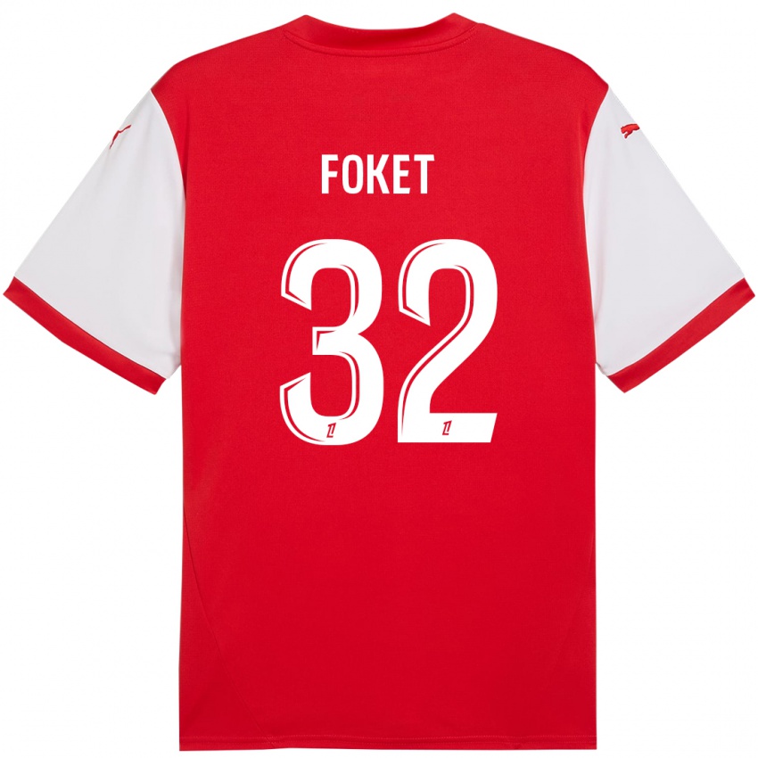 Criança Camisola Thomas Foket #32 Branco Vermelho Principal 2024/25 Camisa Brasil