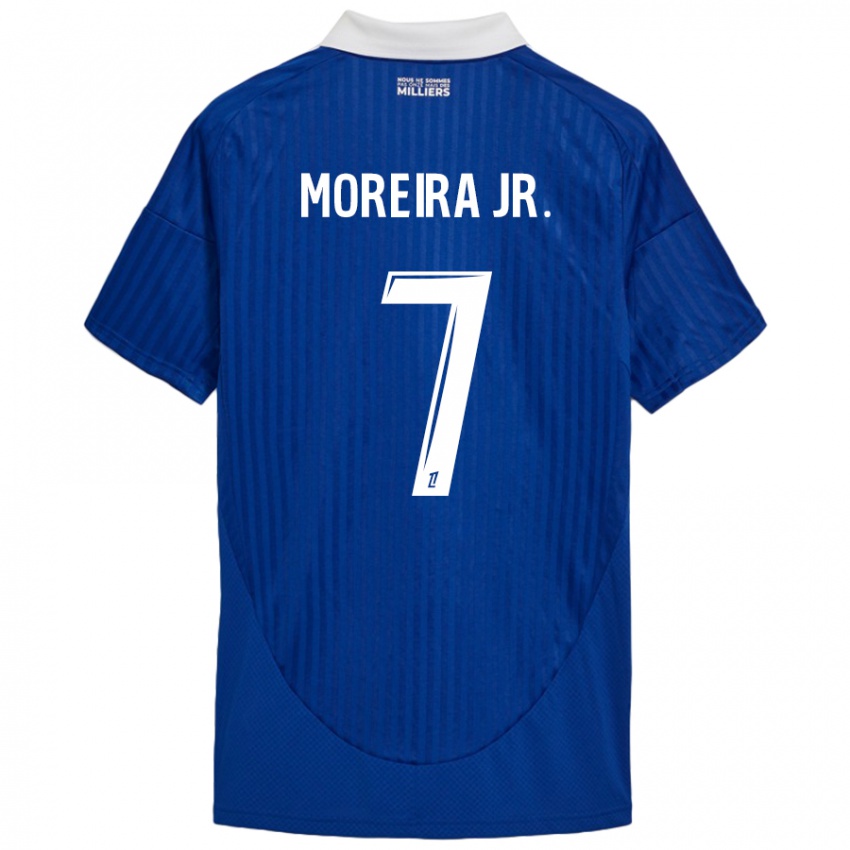 Criança Camisola Diego Moreira #7 Branco Azul Principal 2024/25 Camisa Brasil