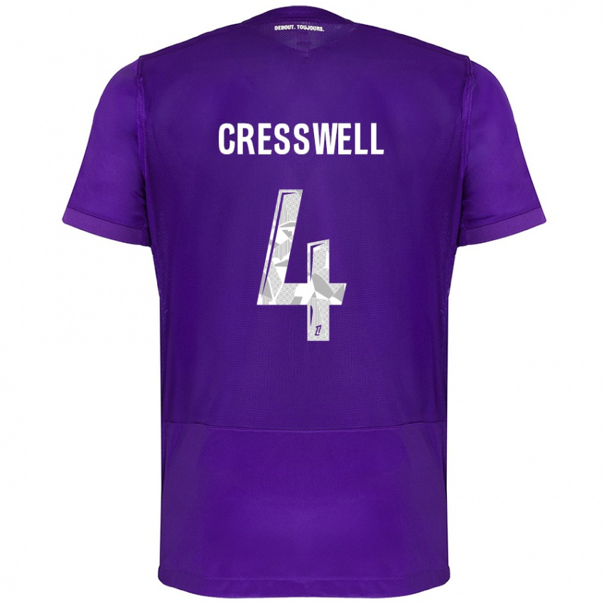 Criança Camisola Charlie Cresswell #4 Branco Roxo Principal 2024/25 Camisa Brasil