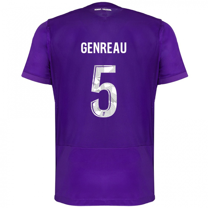 Criança Camisola Denis Genreau #5 Branco Roxo Principal 2024/25 Camisa Brasil