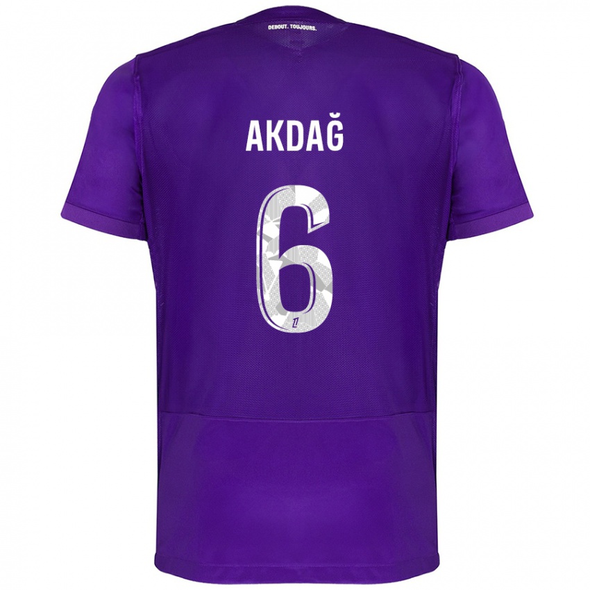 Criança Camisola Ümit Akdağ #6 Branco Roxo Principal 2024/25 Camisa Brasil