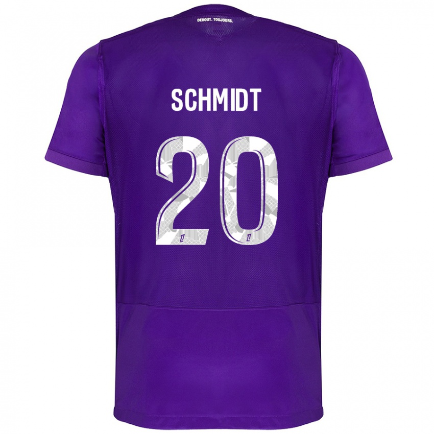 Criança Camisola Niklas Schmidt #20 Branco Roxo Principal 2024/25 Camisa Brasil