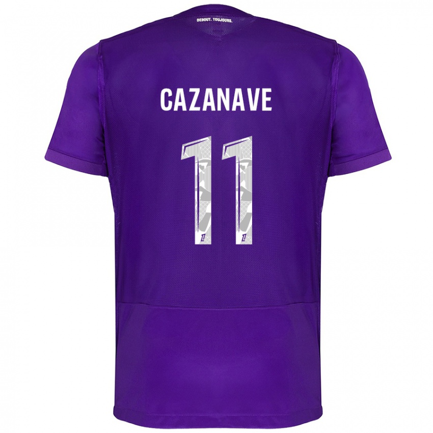 Criança Camisola Julie Cazanave #11 Branco Roxo Principal 2024/25 Camisa Brasil