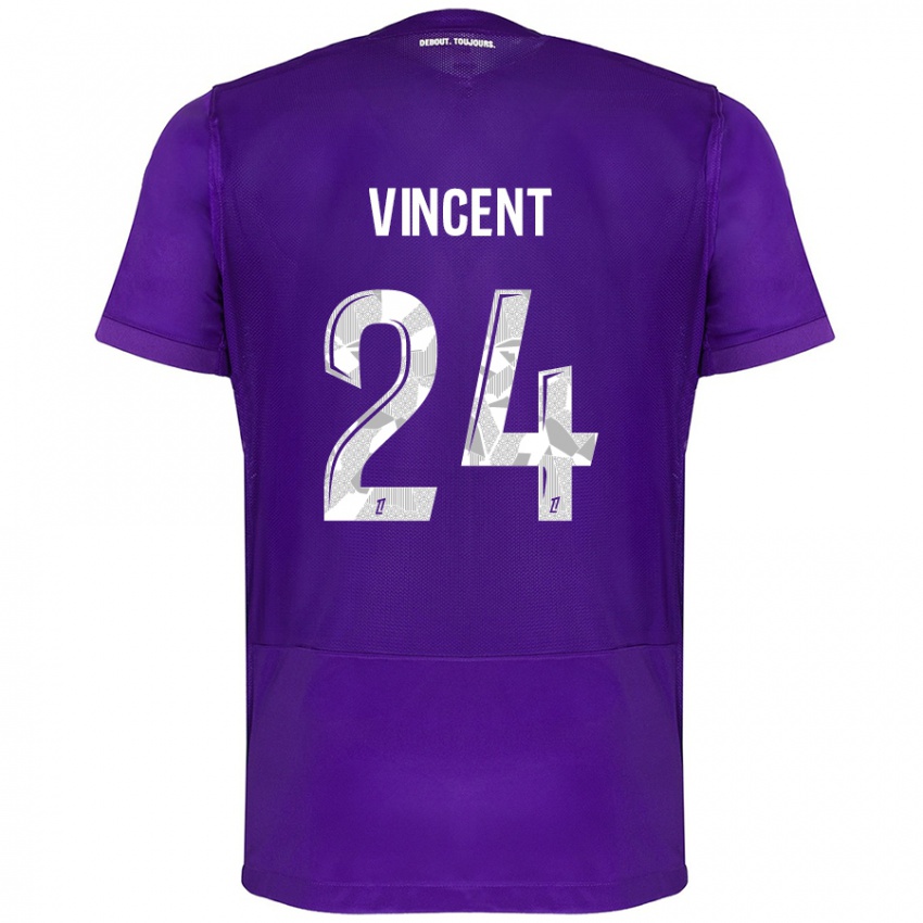 Criança Camisola Magalie Vincent #24 Branco Roxo Principal 2024/25 Camisa Brasil