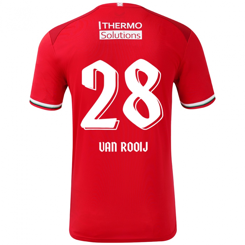 Criança Camisola Bart Van Rooij #28 Vermelho Branco Principal 2024/25 Camisa Brasil