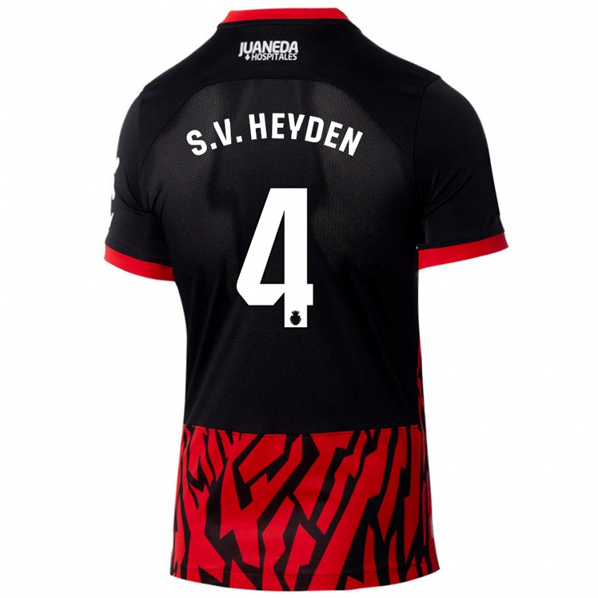 Criança Camisola Siebe Van Der Heyden #4 Vermelho Preto Principal 2024/25 Camisa Brasil