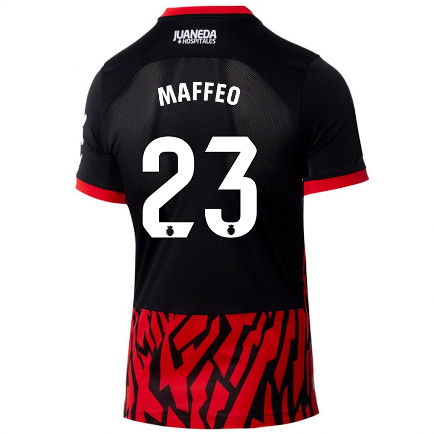 Criança Camisola Pablo Maffeo #23 Vermelho Preto Principal 2024/25 Camisa Brasil