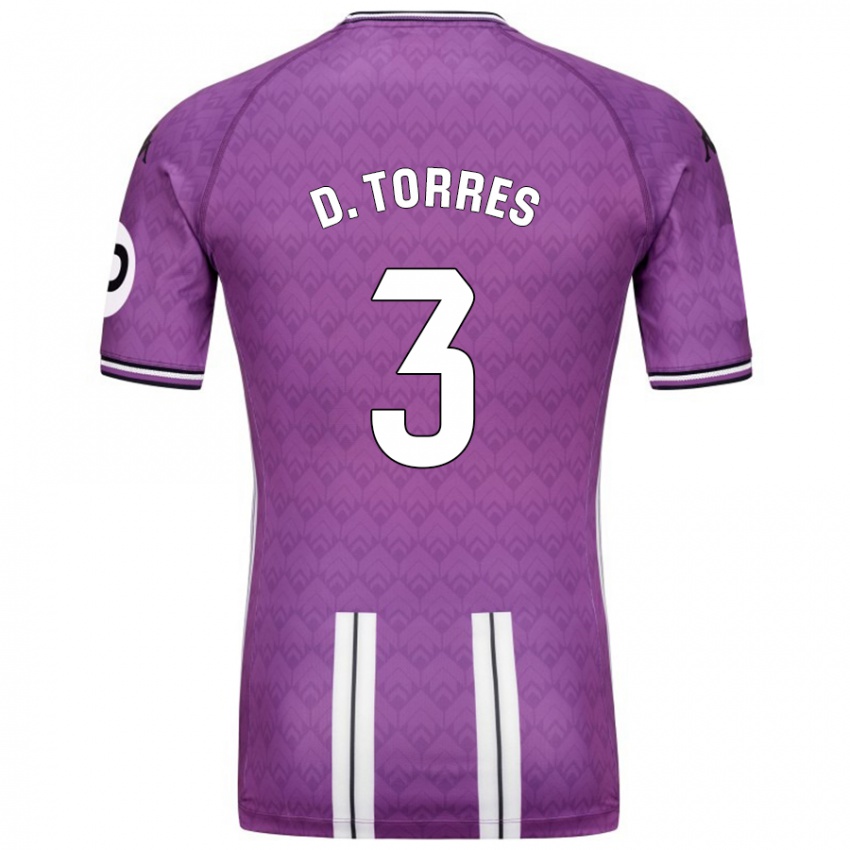 Criança Camisola David Torres #3 Branco Roxo Principal 2024/25 Camisa Brasil