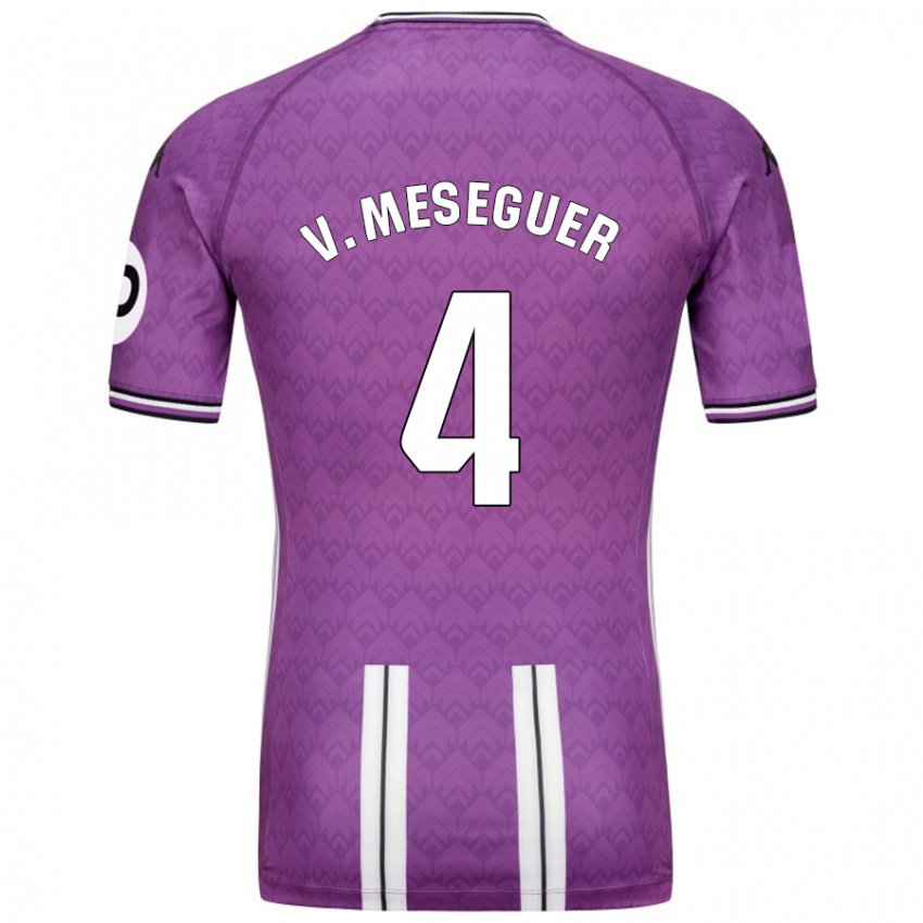 Criança Camisola Víctor Meseguer #4 Branco Roxo Principal 2024/25 Camisa Brasil