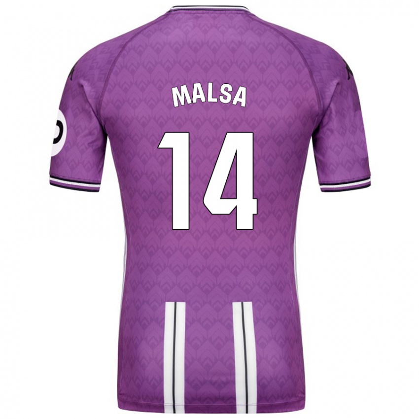 Criança Camisola Mickaël Malsa #14 Branco Roxo Principal 2024/25 Camisa Brasil