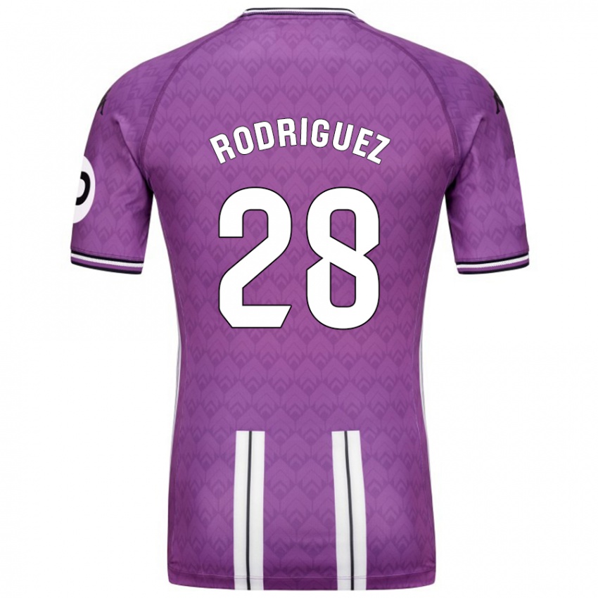 Criança Camisola Yago Rodríguez #28 Branco Roxo Principal 2024/25 Camisa Brasil