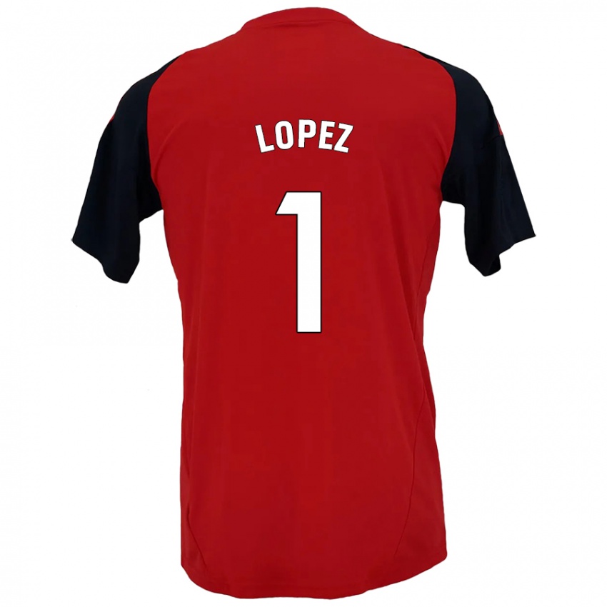 Criança Camisola Luis López #1 Vermelho Preto Principal 2024/25 Camisa Brasil