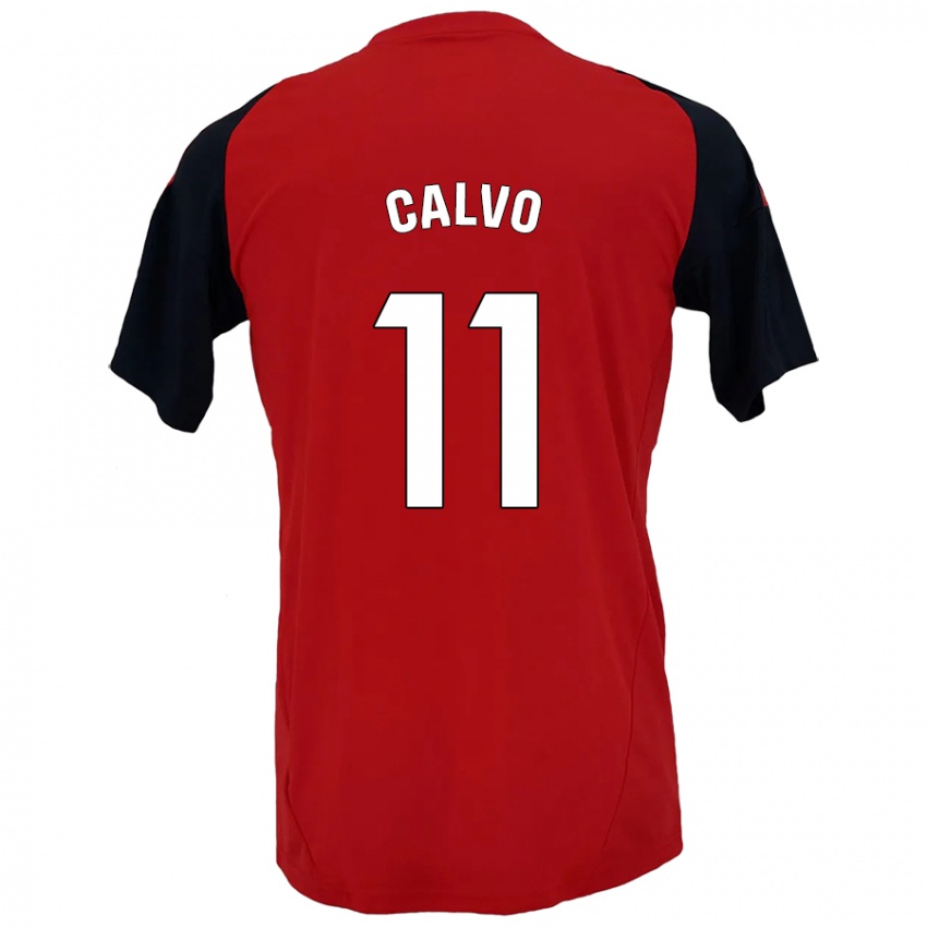 Criança Camisola Álex Calvo #11 Vermelho Preto Principal 2024/25 Camisa Brasil