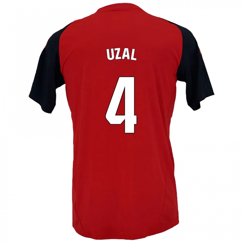 Criança Camisola Yeray Uzal #4 Vermelho Preto Principal 2024/25 Camisa Brasil