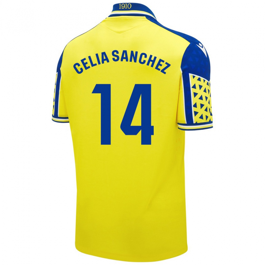 Criança Camisola Celia Sánchez García #14 Azul Amarelo Principal 2024/25 Camisa Brasil