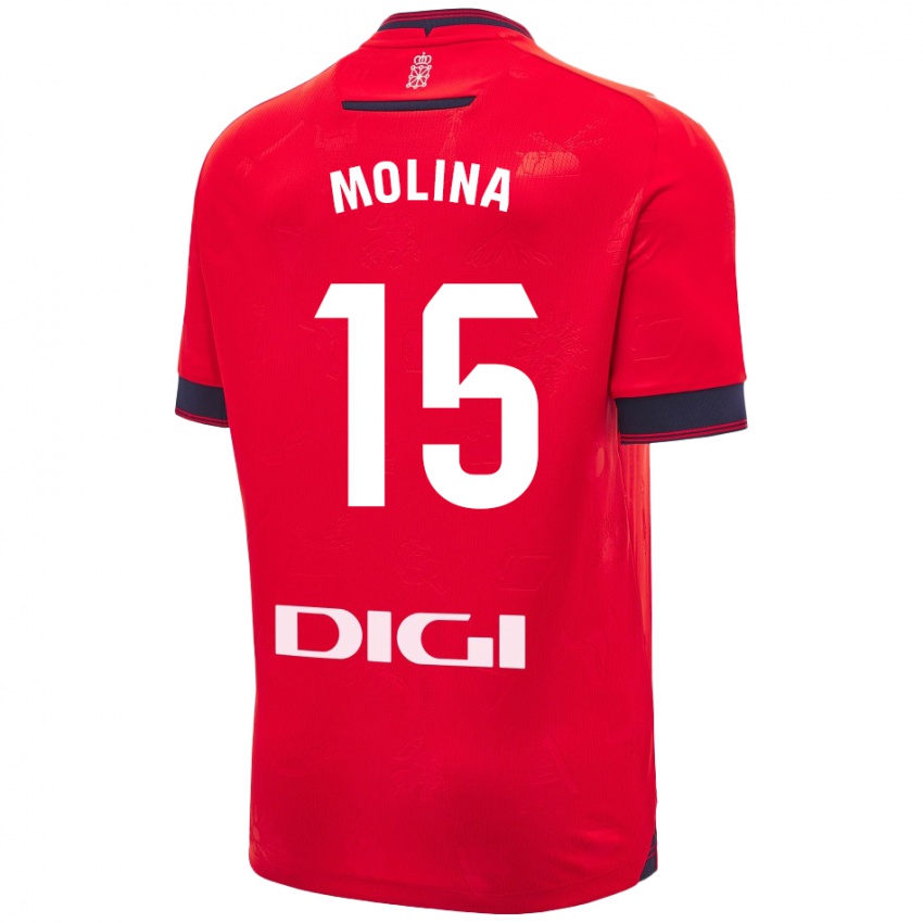 Criança Camisola Guillem Molina #15 Branco Vermelho Principal 2024/25 Camisa Brasil