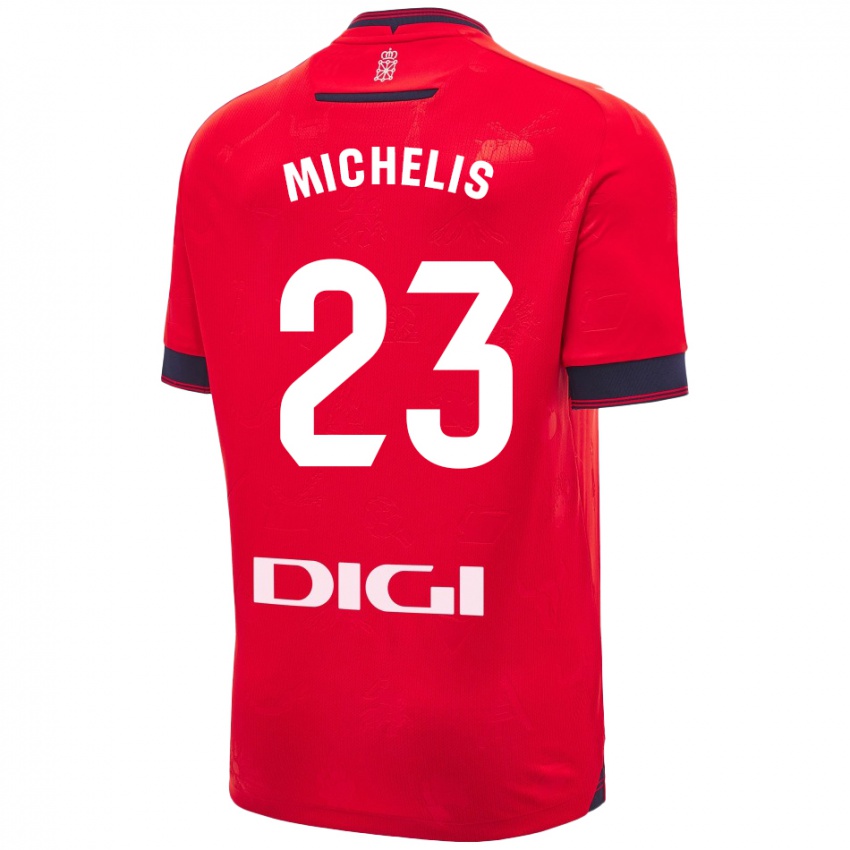 Criança Camisola Nikolaos Michelis #23 Branco Vermelho Principal 2024/25 Camisa Brasil