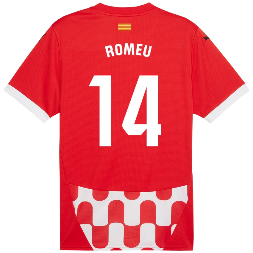 Criança Camisola Oriol Romeu #14 Branco Vermelho Principal 2024/25 Camisa Brasil