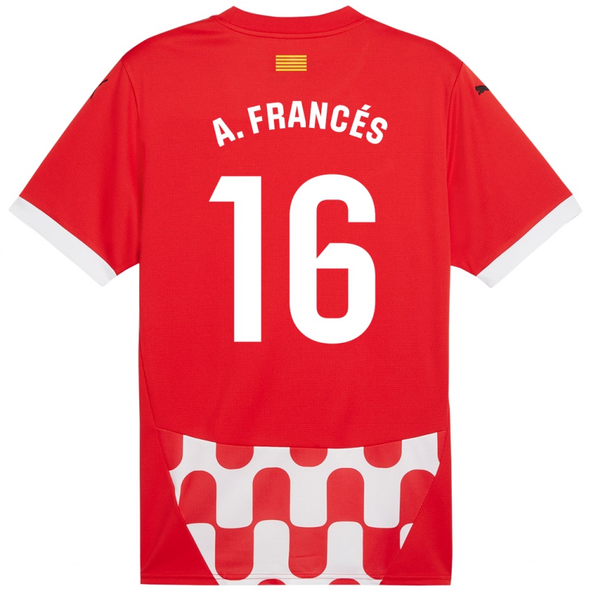 Criança Camisola Alejandro Francés #16 Branco Vermelho Principal 2024/25 Camisa Brasil