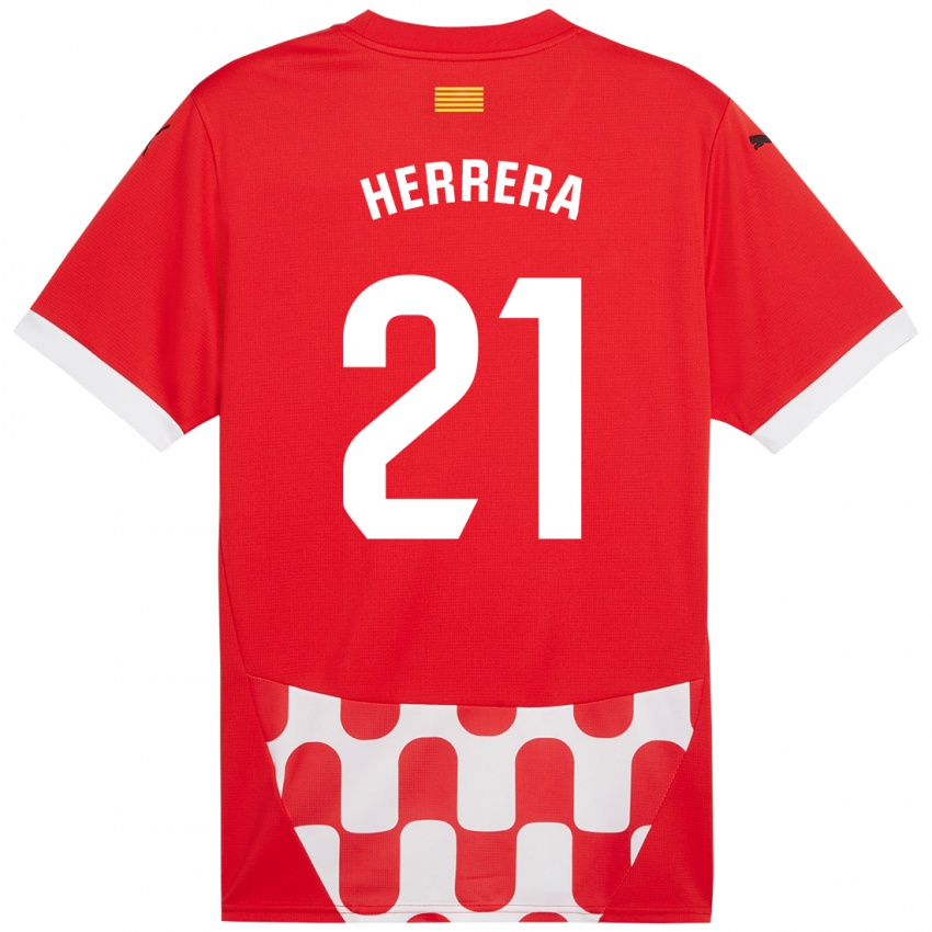 Criança Camisola Yangel Herrera #21 Branco Vermelho Principal 2024/25 Camisa Brasil