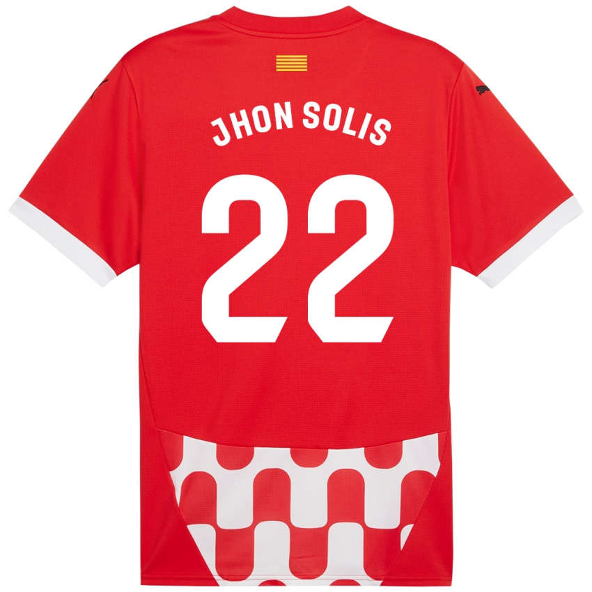 Criança Camisola Jhon Solís #22 Branco Vermelho Principal 2024/25 Camisa Brasil