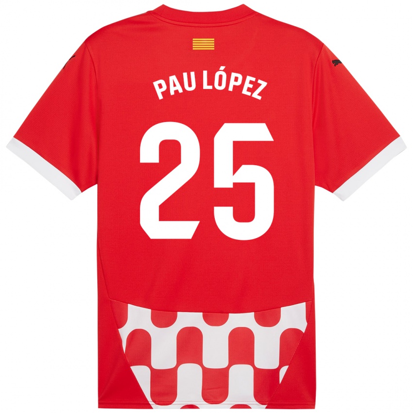 Criança Camisola Pau Lopez #25 Branco Vermelho Principal 2024/25 Camisa Brasil